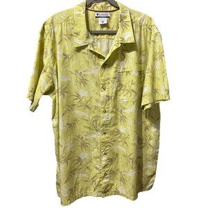 Columbia men’s size XXL cotton yellow Hawaiian print button front shirt